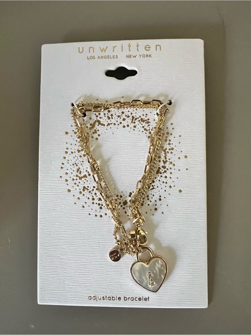 Unwritten Gold Layered Bracelet with Mother-of-Pearl Heart